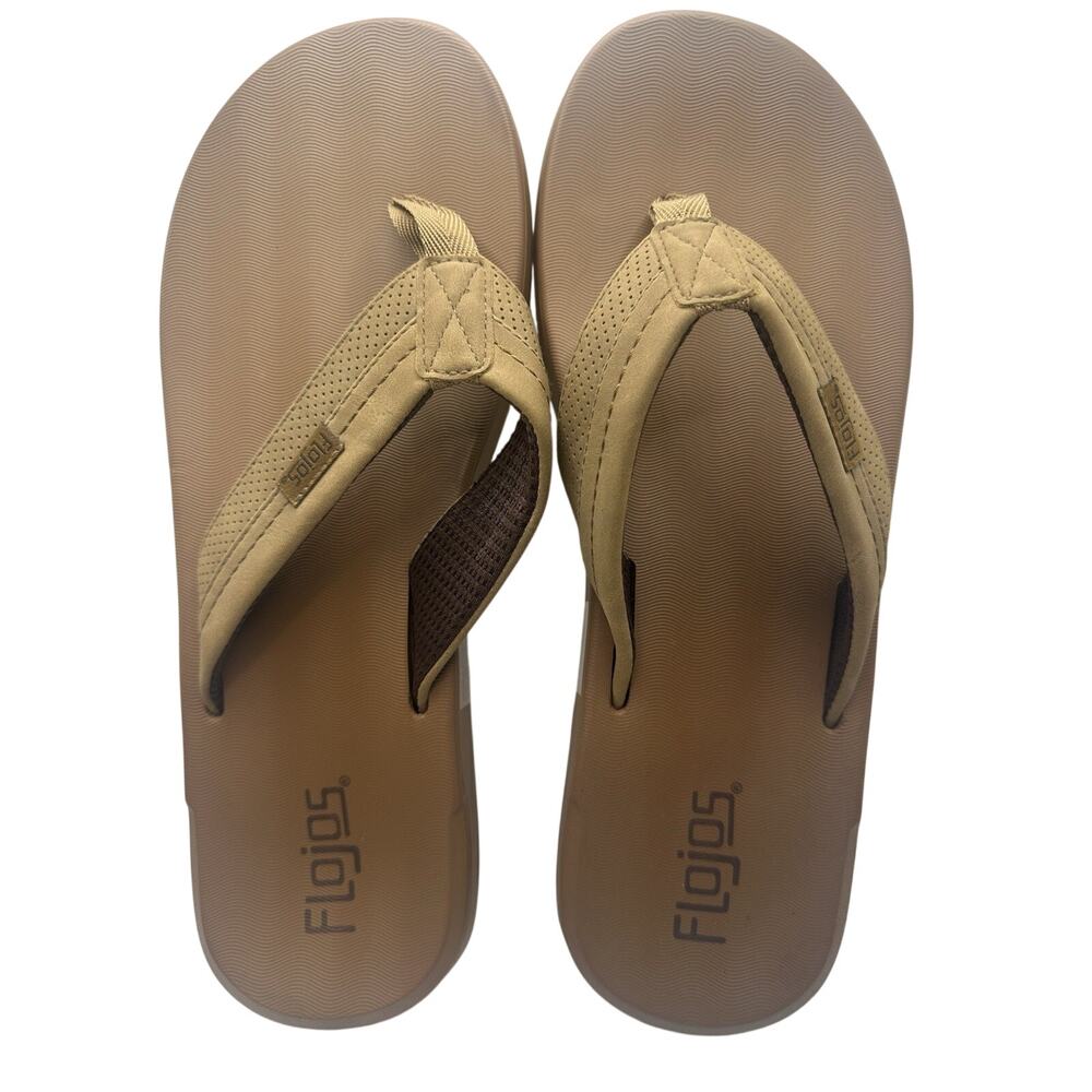 Flojos Men’s Flip Flop Sandals Size 13 Tan Comfort Beach Casual Thong EUC
